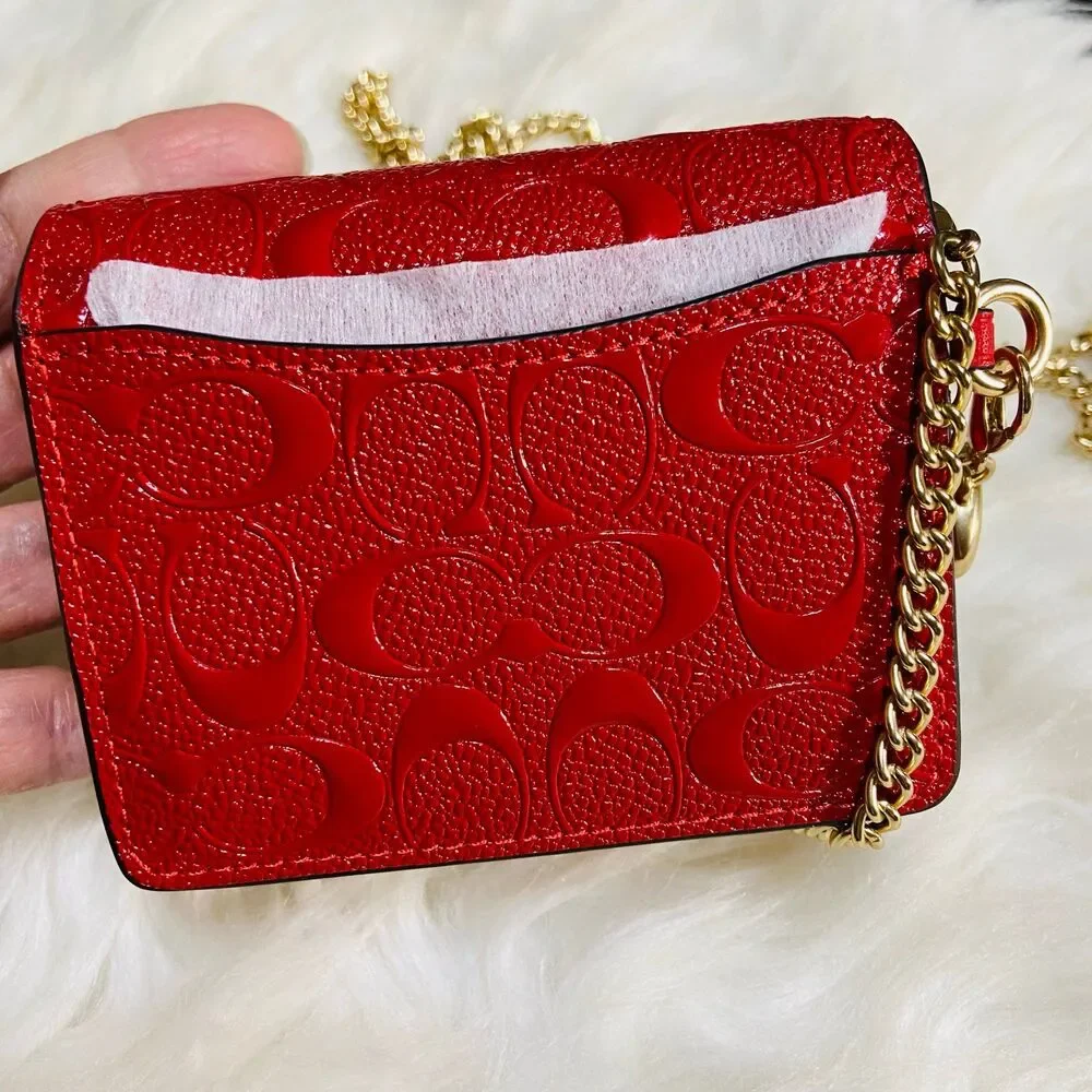 Coach Boxed Mini Wallet On A Chain In Signature Leather